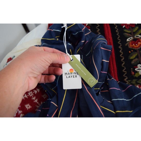 Marine Layer Roxanne Maxi Dress in Blue Striped Medium Sleeveless New Rainbow - Picture 5 of 6